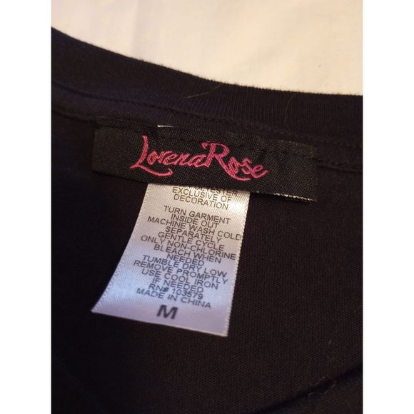 LORENA ROSE "Brooklyn" Black/White Cotton Blend T-Shirt Jersey Size MEDIUM - Picture 2 of 2